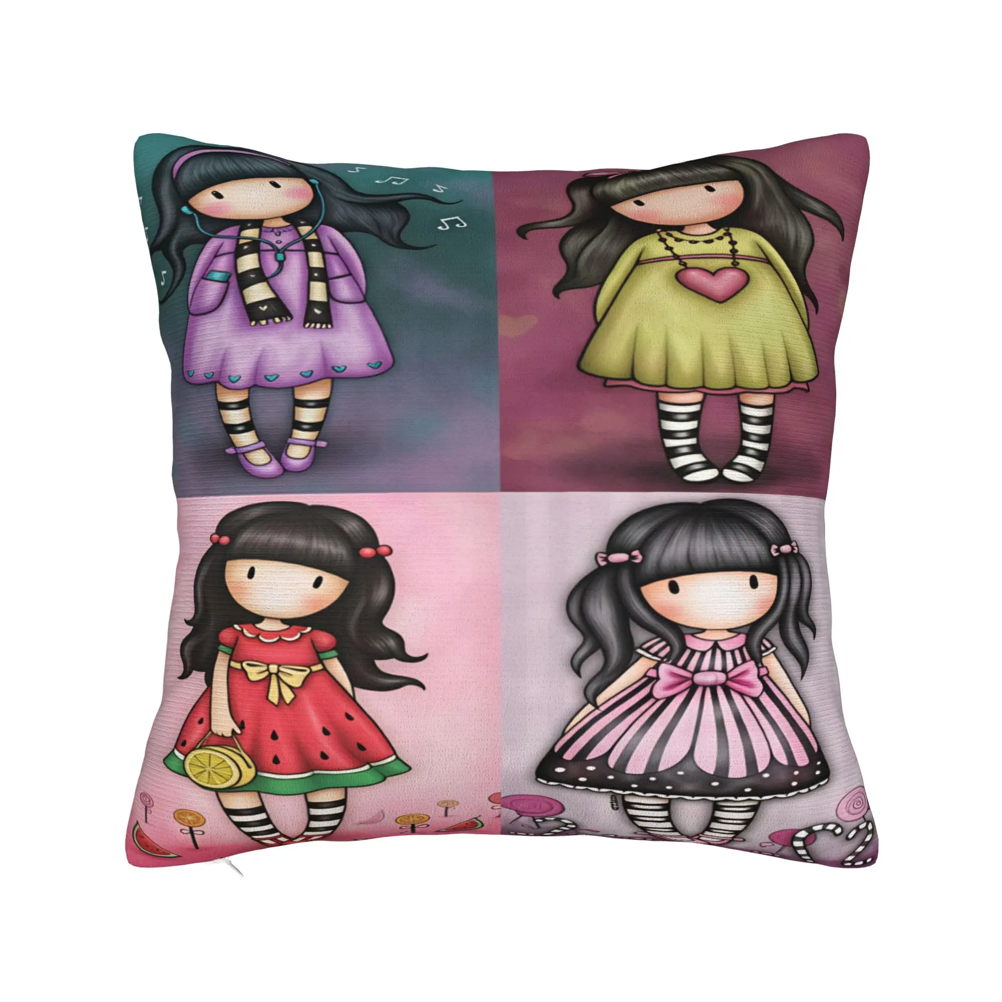 Pillow Cover Cartoon Girl Santoro Gorjuss  Kawaii Pillow Case For Sofa Car Home Decor Pillowcases