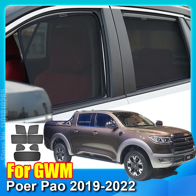 

For GWM Great Wall Poer Pao 2019-2022 Magnetic Sunshade Car Shield Front Windshield Curtain Rear Side Window Sun Shade Visor