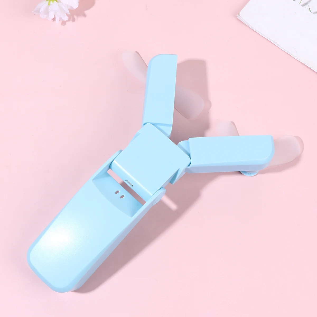 

Небесно-голубой мини-складной двуглавый USB-вентилятор Портативный перезаряжаемый маленький вентилятор для путешествий на открытом воздухе Охлаждающие небольшие портативные вентиляторы