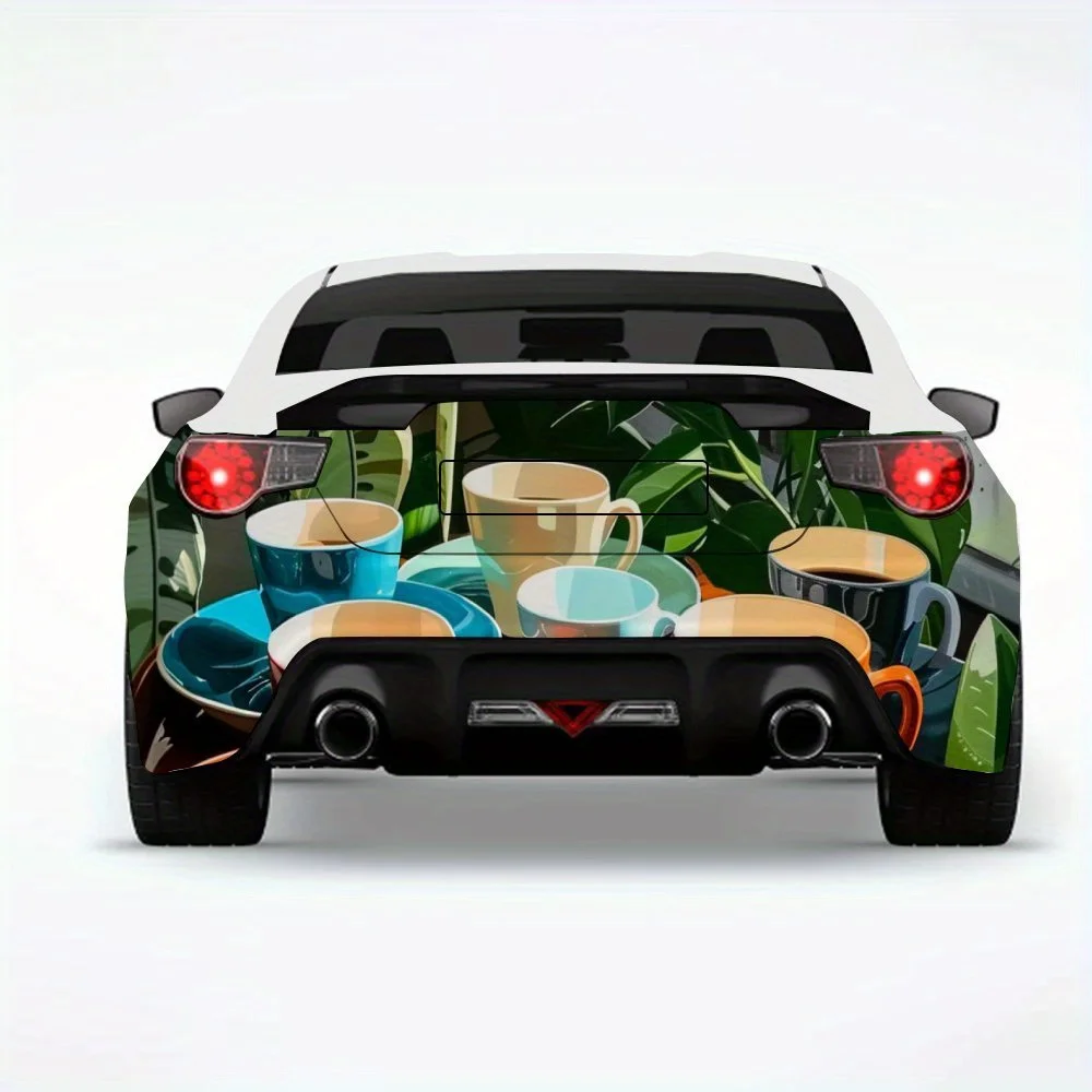 

Cozy Coffee Cups Life Car StickerVinyl Decal for Car Rear, Waterproof Self-Adhesive Vinyl Stickers for Vehicle Tail & Bumper, De