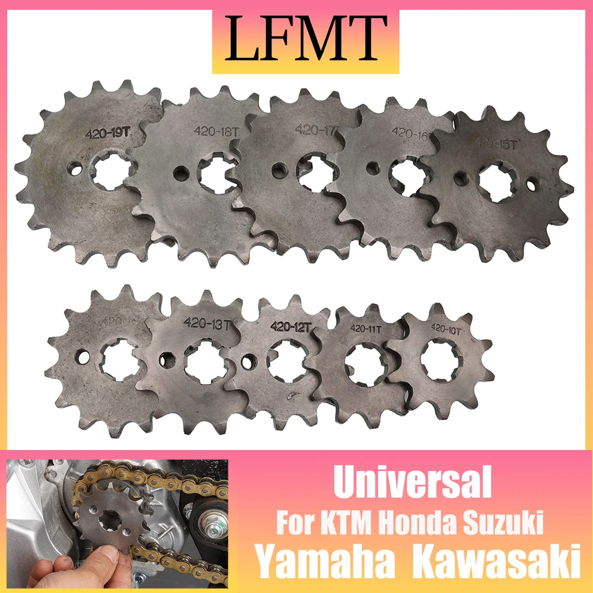 For Honda Lifan ZongShen YCF ATV Quad Dirt Pit bike Buggy 420# 17mm 10 11 12 13 14 15 16 17 18 19 20 T Front Engine Sprocket