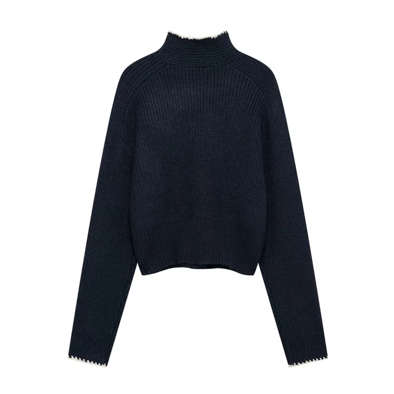 Fashion Simple Bow Embellished Women's Knit Sweater 2024 Autumn Winter New Vintage Long Sleeve Solid Color High Street Pullovers