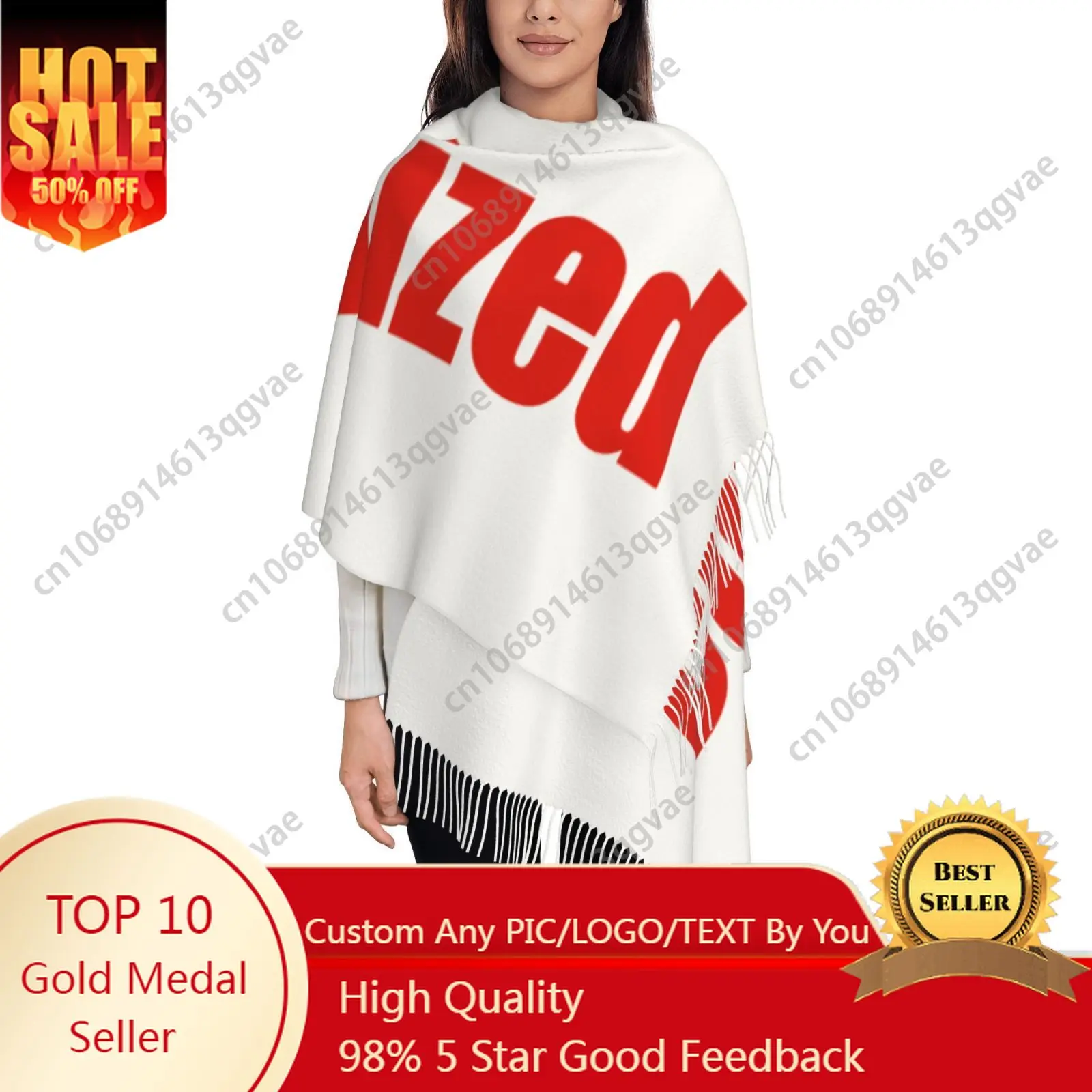 

Soft Tassel Warmth Scarf Traditional Headscarf Custom Pattern Logo Autumn Winter Large Size Shawl Scarf Gift Cashmere Scarf