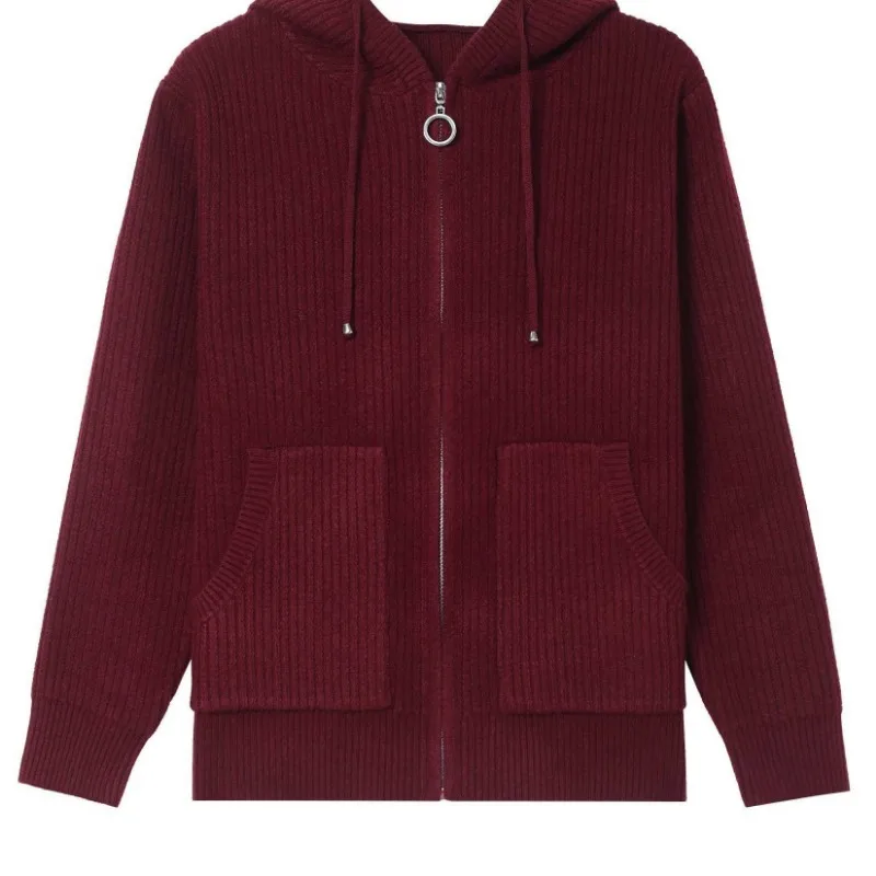 مقنعين سترة محبوكة الخريف والشتاء جديد 2025 قصيرة فضفاضة نمط سترة سستة أعلى سترة الموضة #6