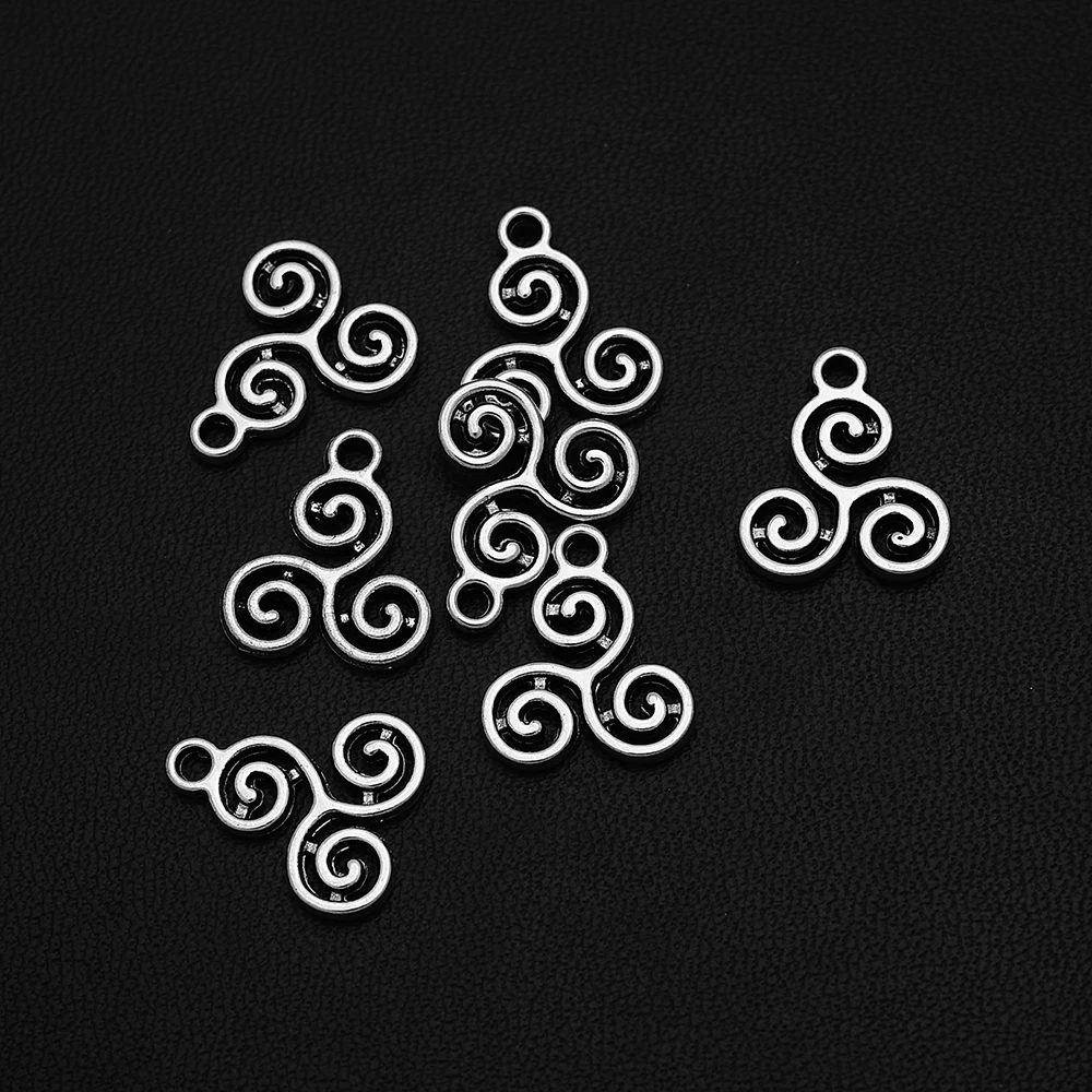 30pcs/lot--13x16mm Whirlpool Knot Triskele Charms Triple Spiral Pendants For Diy Jewelry Making Findings Supplies Accessories
