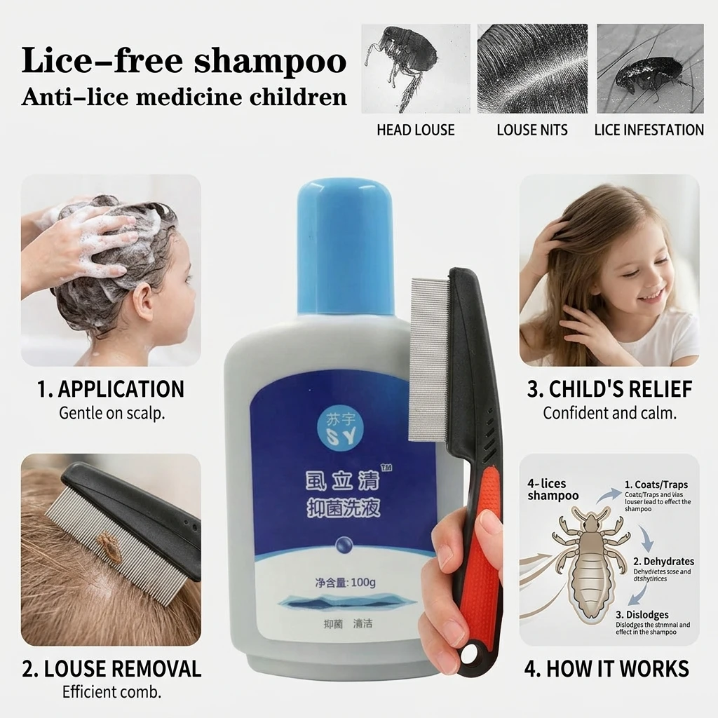 100g Anti-Lice Shampoo for Children Effective against Head Lice Eggs And Lice Killing Shampoo for Kids' Hair Care