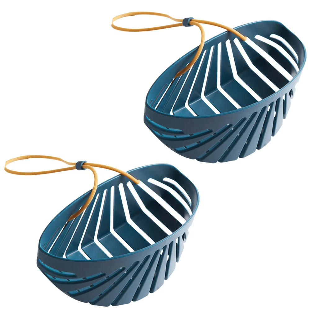 2Pcs Kitchen Sink Basket Hanging Sponge Draining Basket Plastic Soap Liquid Drainer Organizer for Kitchen Bathroom