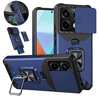 Armor Slide Lens Case For Xiaomi Redmi Note 13 Pro 5G 4G 13Pro Plus 13C Poco X6 M6 Pro C65 Metal Ring Stand Card Slot Back Cover