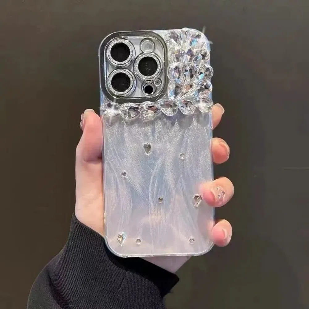 

Роскошный чехол для мобильного телефона с 3D стразами для Huawei Pura80Ultra Pura 70 Pro P60 50, модный защитный чехол из перьевой пряжи с защитой от падения