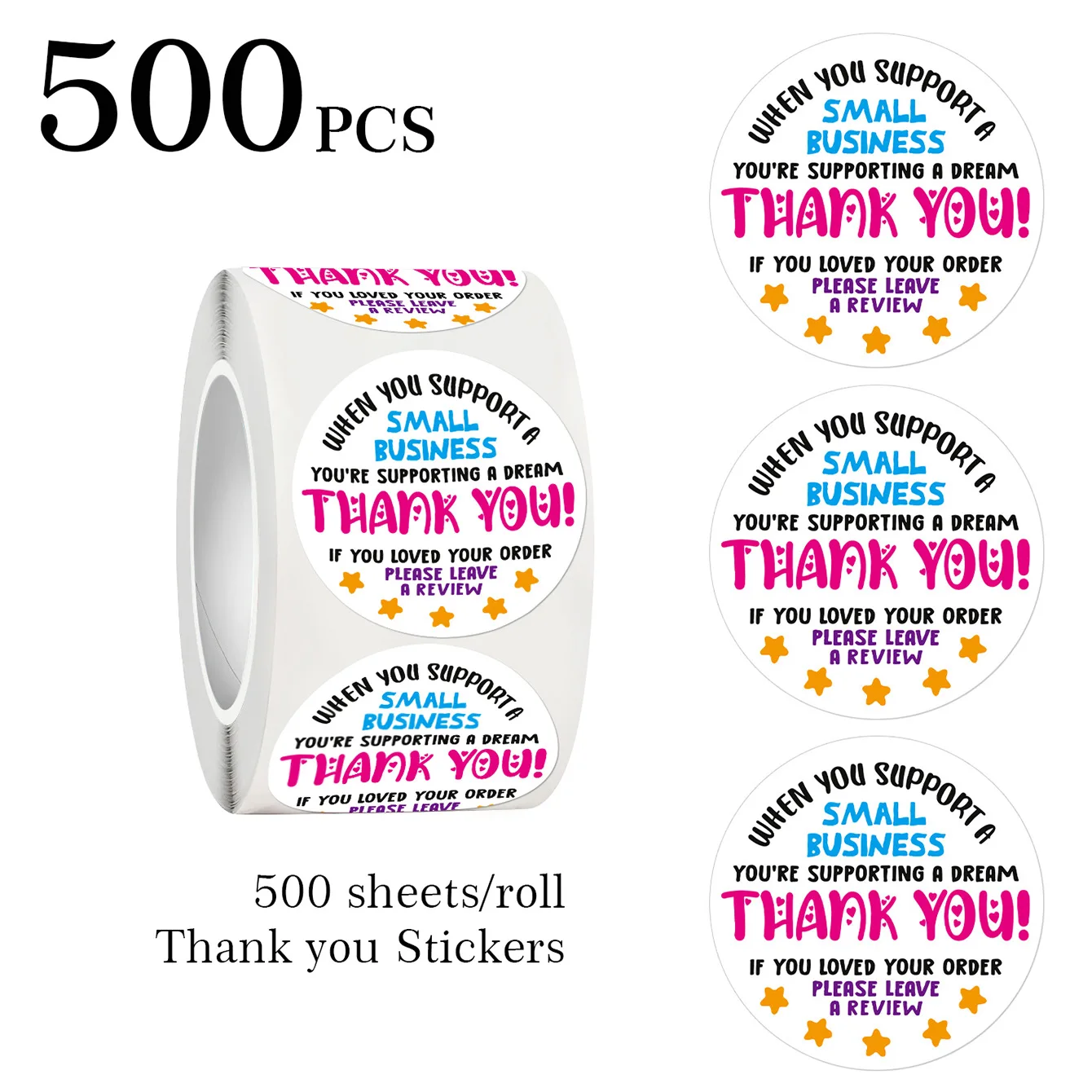 500 PCS Please Leave a Review Cute Small Business Stickers,Thank You Sticker for Bakeries Packaging Envelope Seals