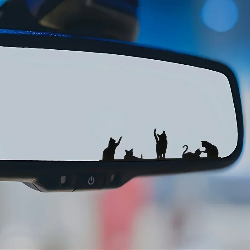 1 قطعة لطيف القط صورة ظلية سيارة دراجة نارية ملصق ، ملصق أنيق لمرآة الرؤية الخلفية السيارات موتو ، ملصق سيارة فريد الحيوانات الأليفة #3