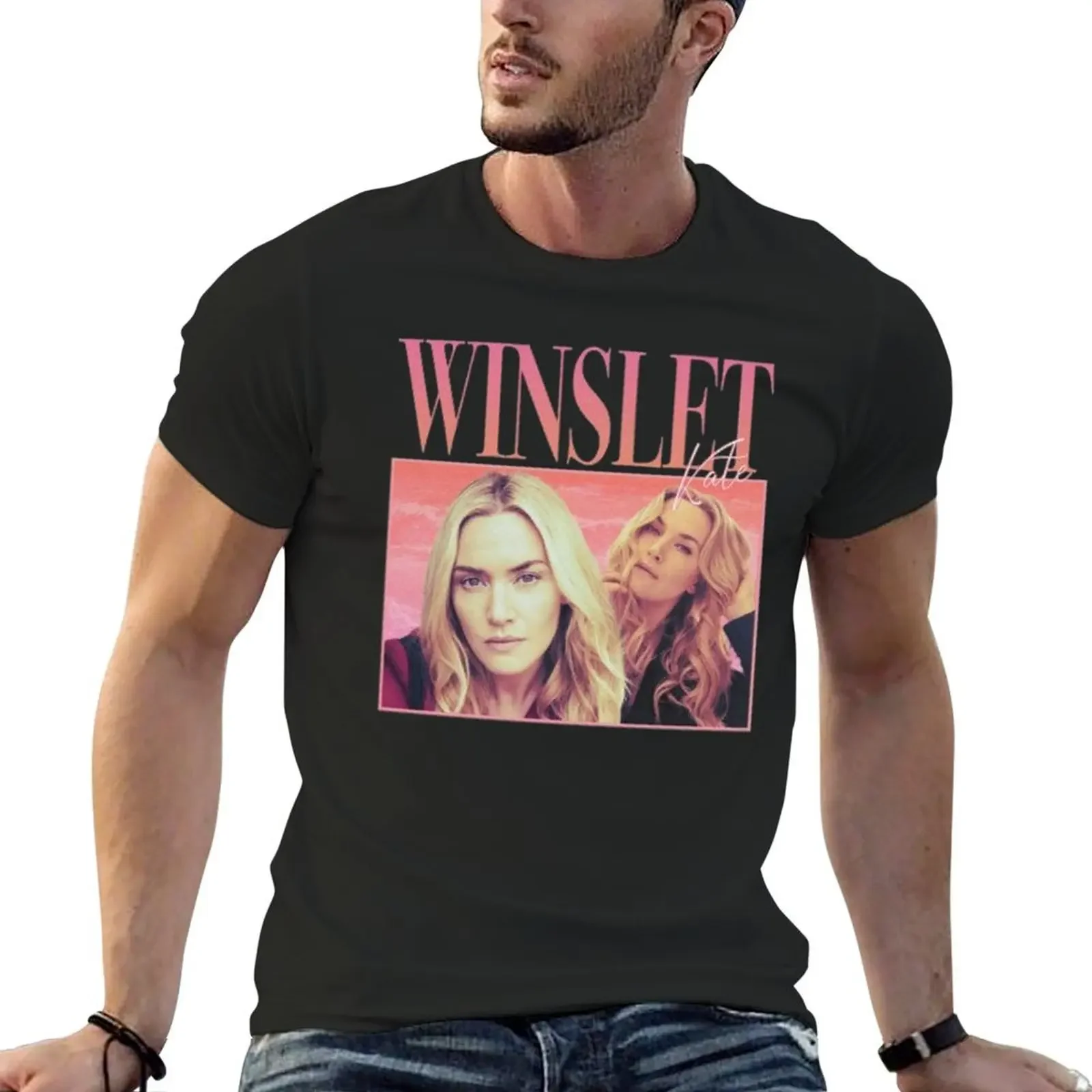 90's Retro style Kate Winslet T-Shirt heavyweights customs quick drying mens workout shirts