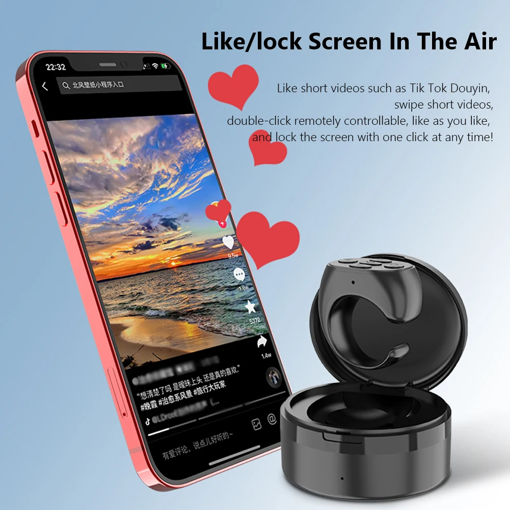 Smart Browsing Device Bluetooth-compatible 5.3 Ring Remote Control with Charging Compartment Fingertip Flipping for Mobile Phone