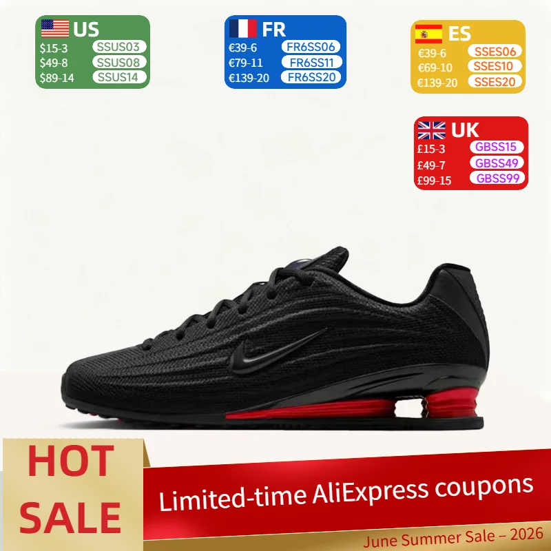 Tênis Casuais Nike SHOX Z Versáteis, Respiráveis, Elegantes, Confortáveis e Duráveis para Mulheres – Preto e Vermelho HQ7540-002