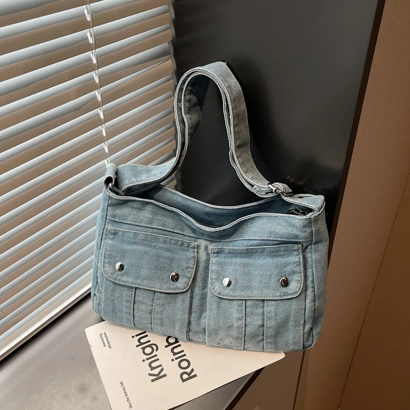 

2025 New Heavy-Duty Denim Utility Tote Bag for Women, Spacious Shoulder Crossbody with Top Handle, Minimalist & Rugged​