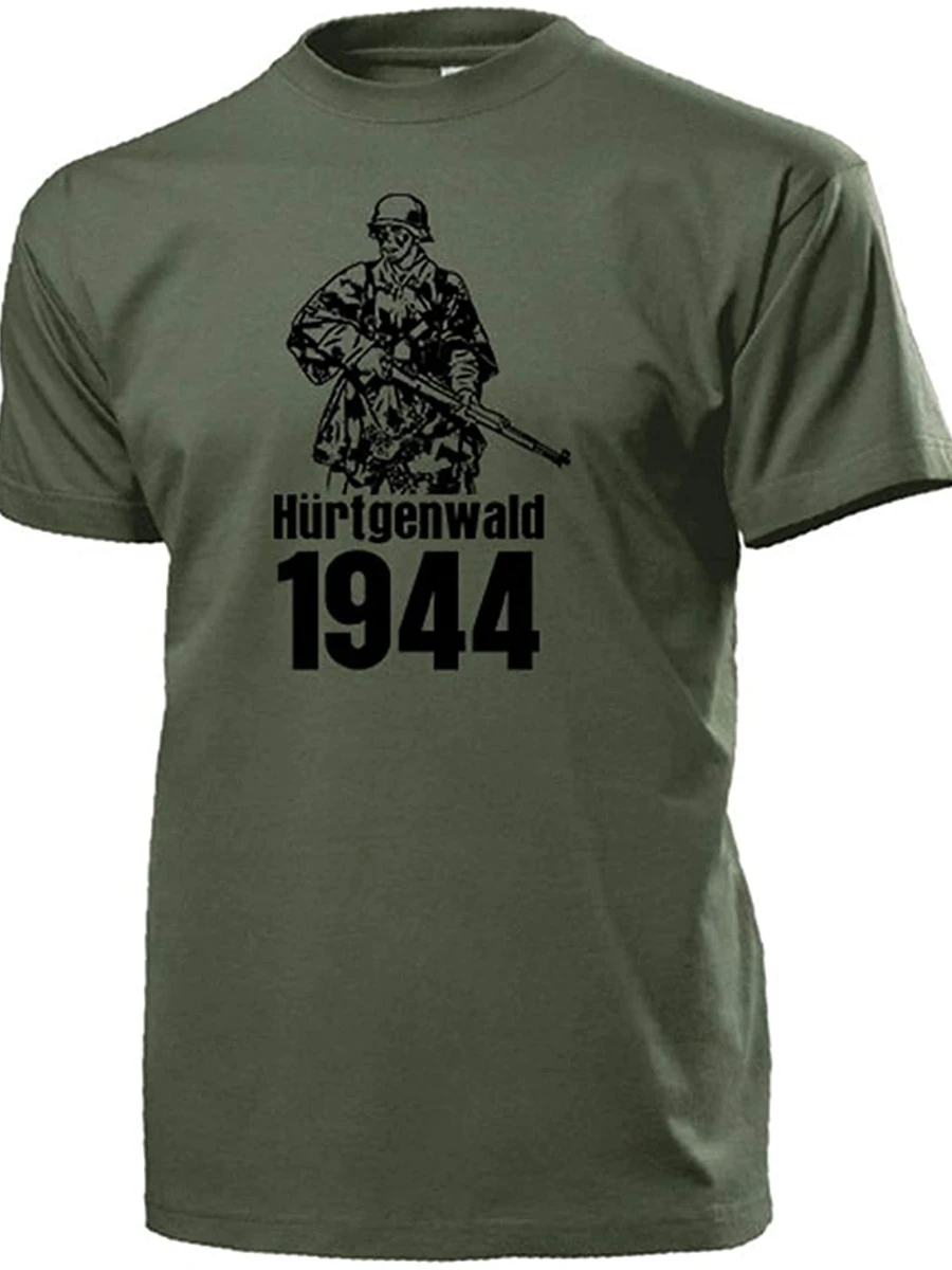 Forest 1944 WWII Hürt Gen Schmidt Battle German Soldier Snap 98 K Steel Helmet Forest Men T-Shirt