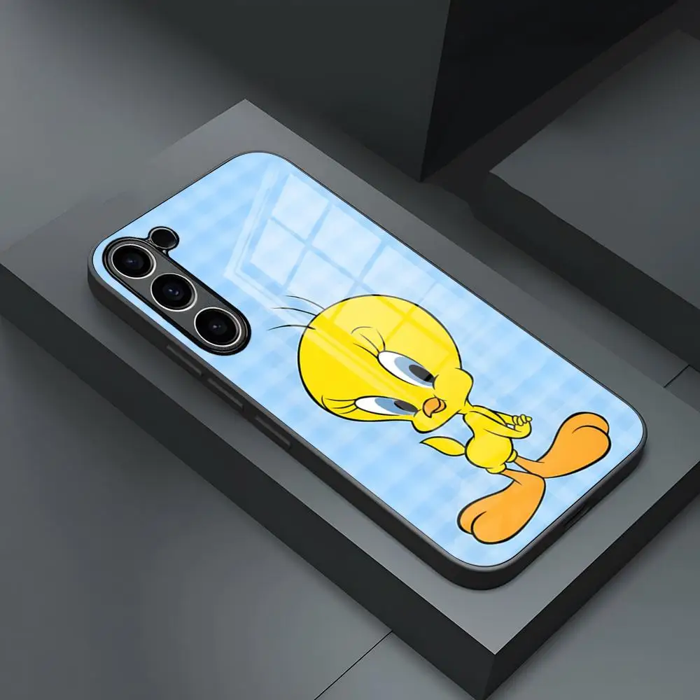 Cartoon Tweety Bird Phone Case for S24 Ultra Samsung S23 S22 S20 Fe S21 Plus Galaxy A54 A34 A24 A53 M54 Note 20 Glass Cover