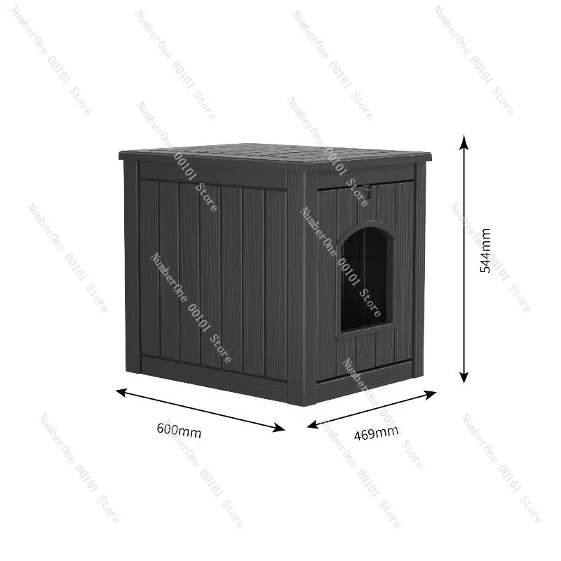 

Recyclable Eco-Friendly PP Plastic Multi-Functional Cat House, Hidden Litter Box, Wood Grain Bedside Table, Space-Saving Design