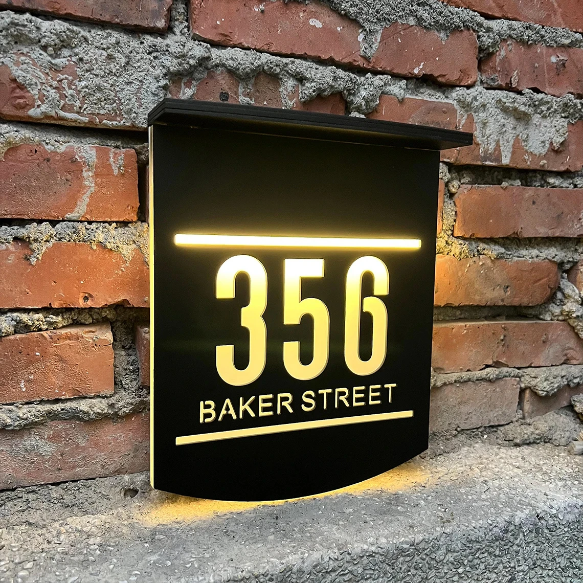 Letrero de casa Solar personalizado para exteriores, números de casa acrílicos con corte láser iluminado por LED, señal de dirección familiar