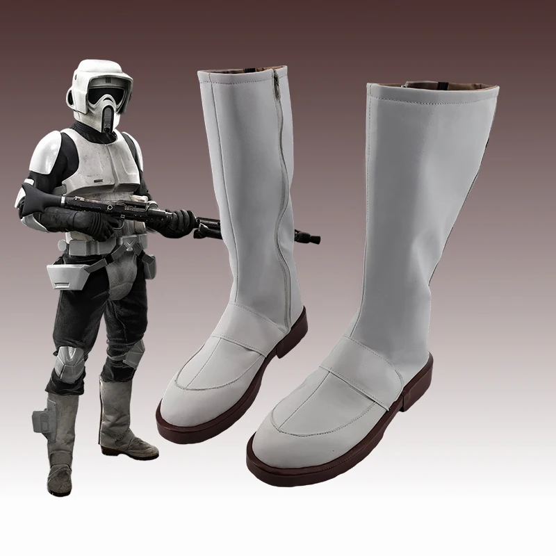 SW Scout Troopers‌ Cosplay Leather Shoes Mid-calf Boots Halloween Masquerade Carnival Performance Party Costume Props