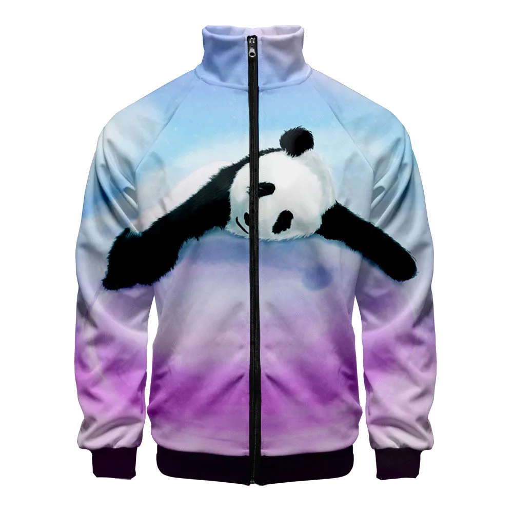 Coats Cute Panda 3D Stand Collar Hoodies Men Women Zipper Hoodie Casual Long Sleeve Jacket Clothes