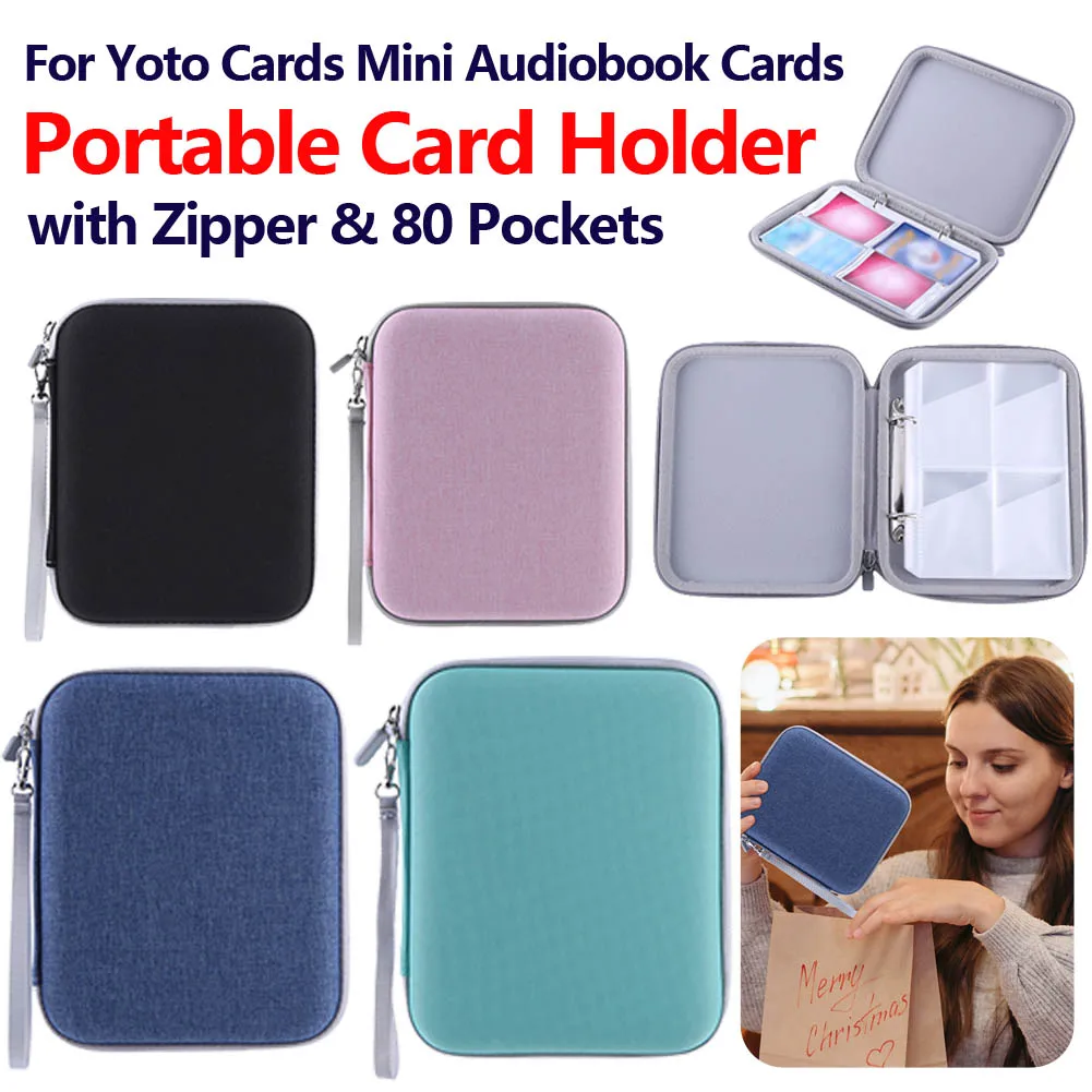 Card Case Hard Carrying Case Bag with 80 Pockets Soft Portable Folder Card Binder Holder for Yoto Cards Mini Audiobook Cards