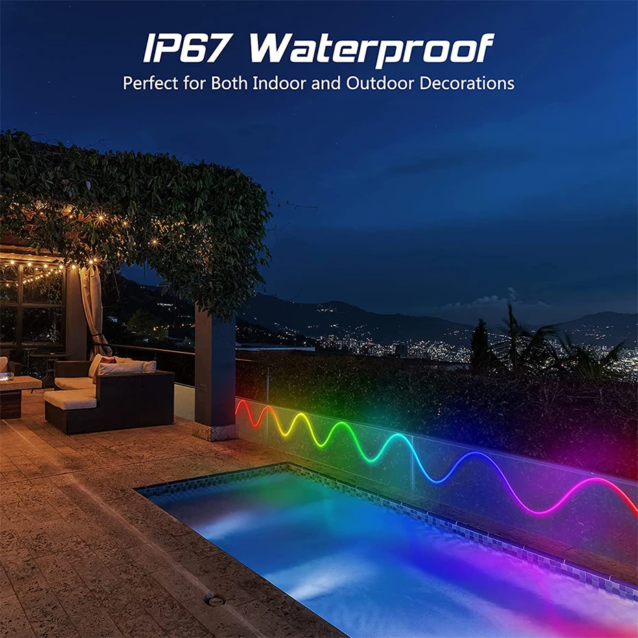 RGB IC LED Neon Strip Lights 10M 5M 12V RGBIC Rainbow Chasing WiFi Rope Tape 96LEDs/M Bluetooth APP Control for Party Decor