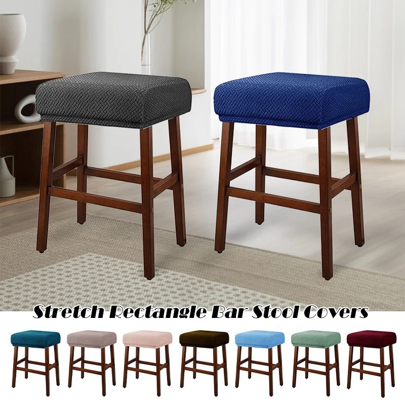 

Square Stool Cover Elastic Jacquard Bar Stool Slipcover Vanity Stool Cover Counter Seat Cover Home Living Room Furniture Protect