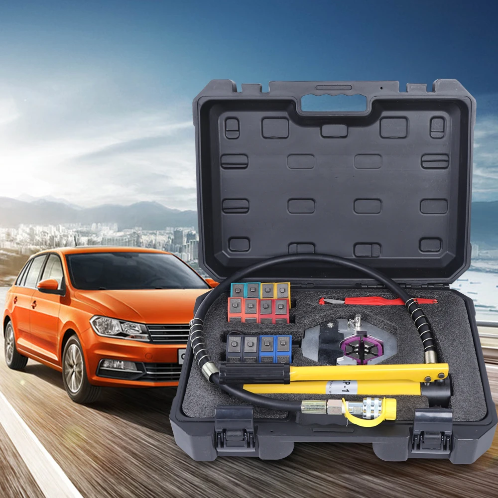 Hydraulic Pipe Crimping Tool F7842A, A/C Hose Crimper Kit with 7 Dies for Air Conditioner Maintenance