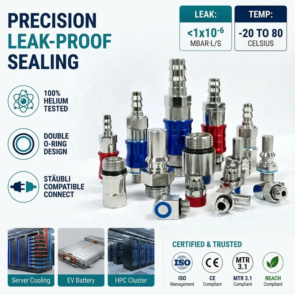 For Alternative 316L UQD Quick Disconnect Fittings OCP Compliant G1/4 BSPP EPDM MTR 3.1 CE ISO Europe Data Center OEM Direct