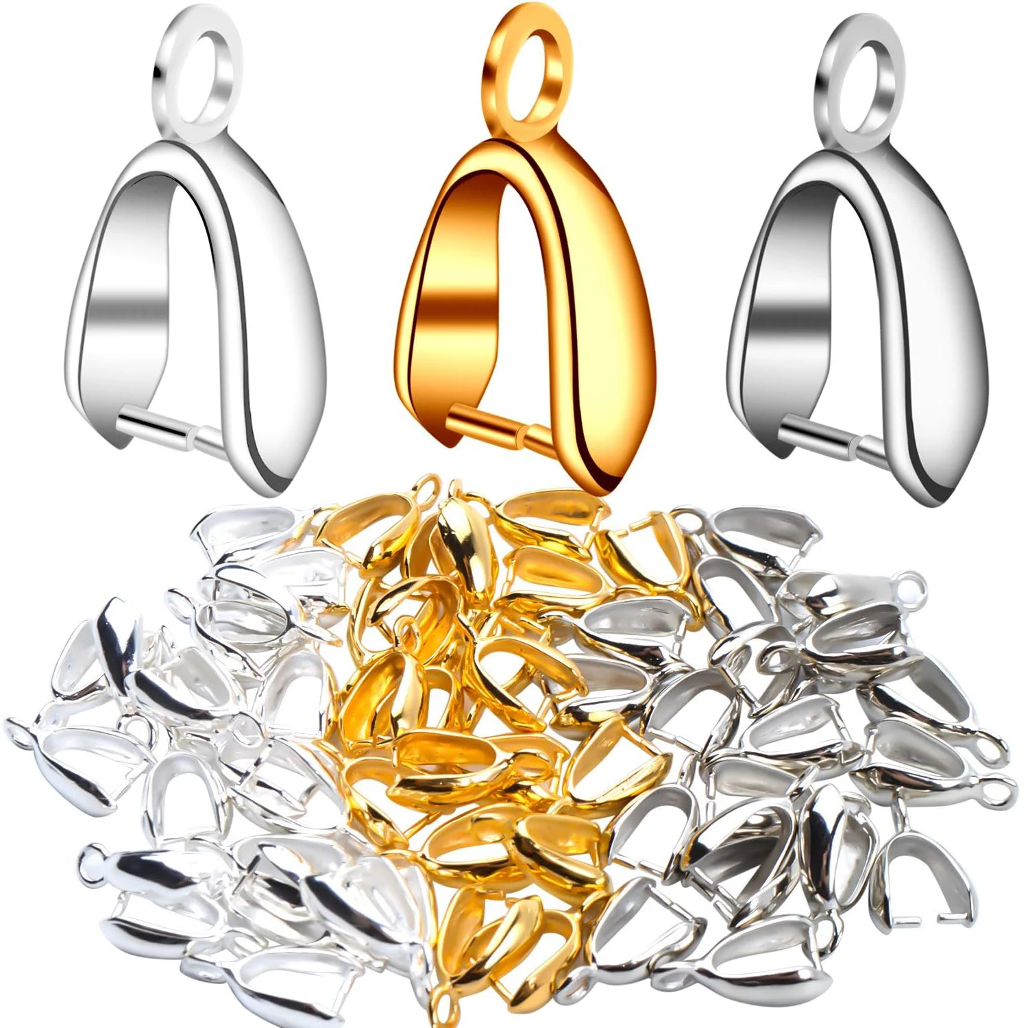 

60 шт. металлических застежек-клипс для бусин, коннекторов для подвесок, фурнитура для изготовления ювелирных изделий, 14x8 мм