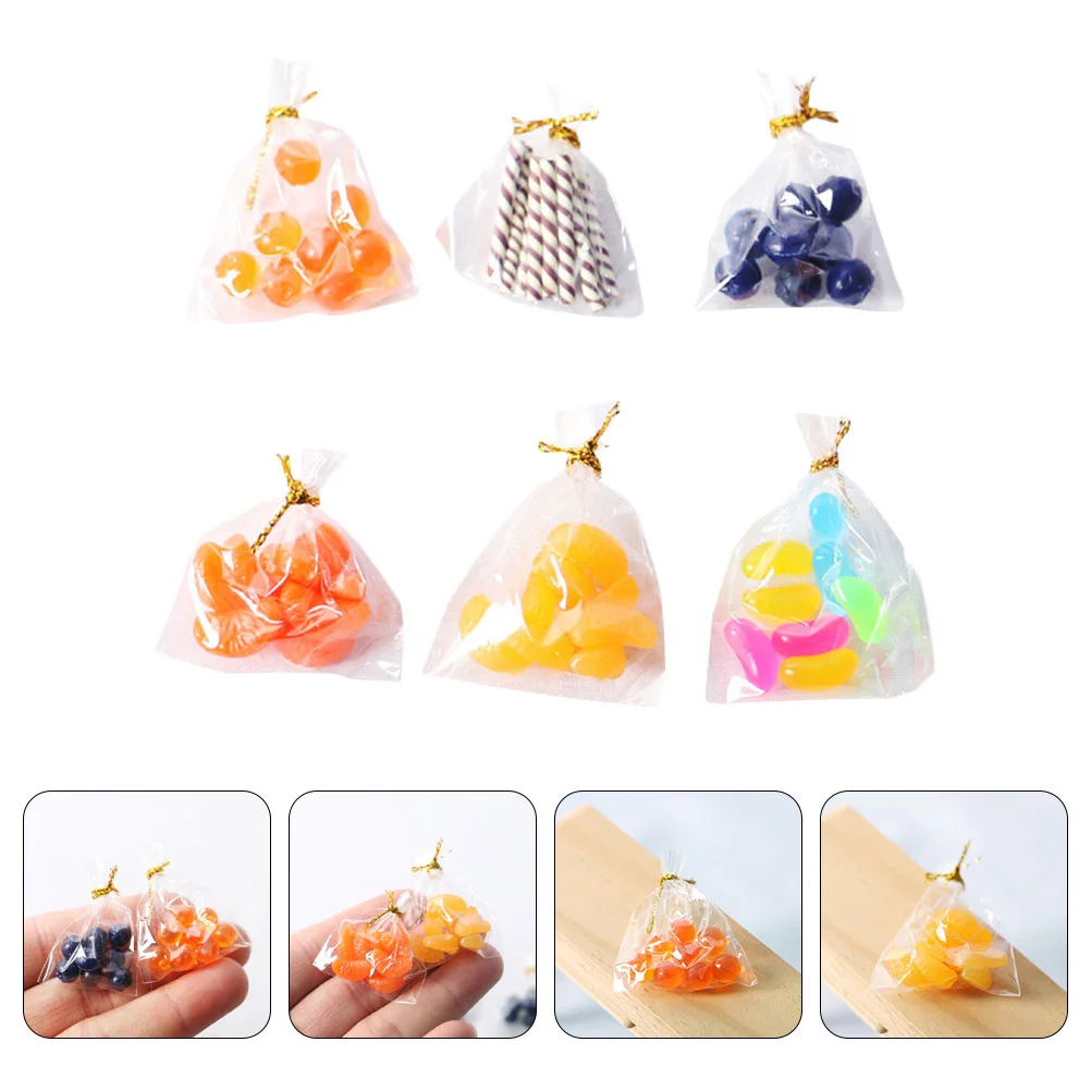 6 Bags Miniature Food Decorations Plastic Playhouse Items Fine Craftsmanship Realistic Reproduction Mini House Accessories