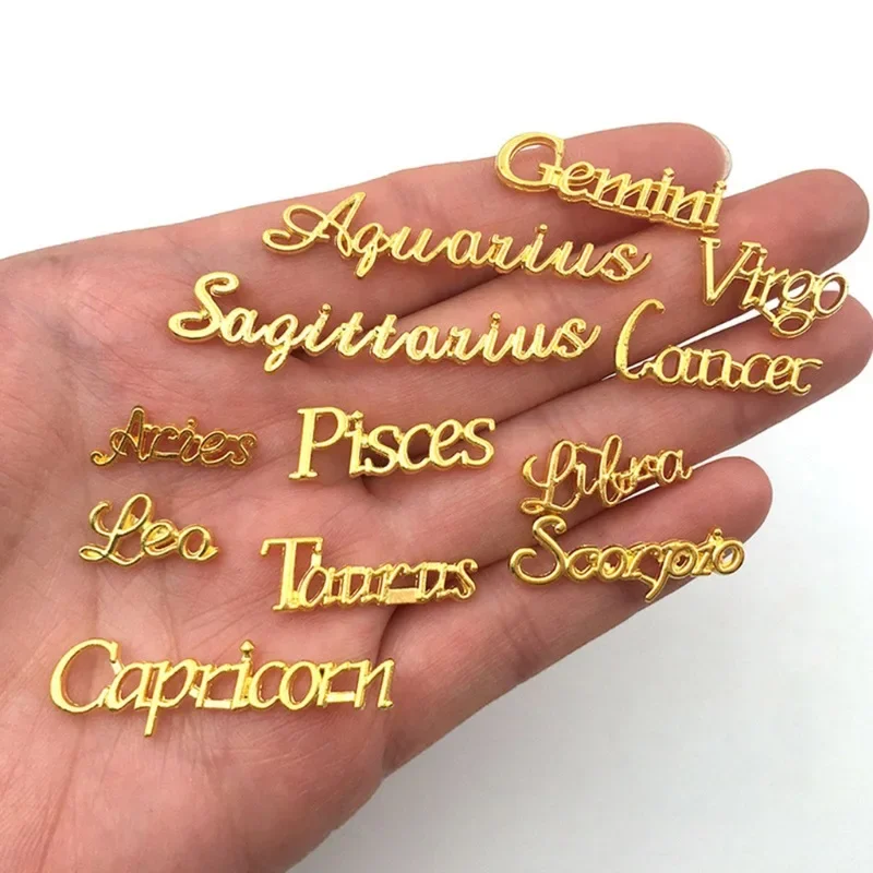 12 Stück Sternzeichen Alphabet Konstellation Nagel Charms 3D Legierung Flatback DIY Schmuck Zubehör für Nagelkunst