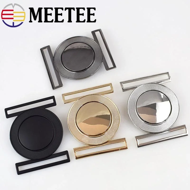 2/4Pcs Meetee 50mm Metal Alloy Belt Buckle Decor Buckles for Women's Coat Down Jacket DIY Clothing Hasp Bags Buttons Accessories