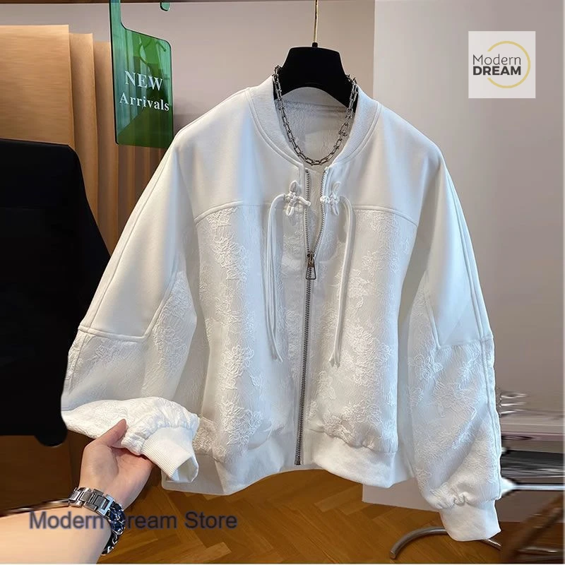 New Chinese style buckle coat women's spring and autumn new fashion Joker casual loose plus size baseball uniform women's jacket