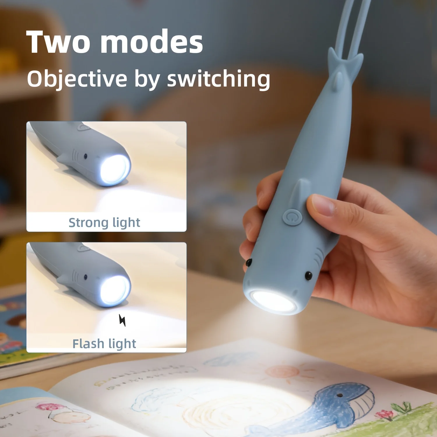 1pc Or 2pcs Animal-shaped USB Rechargeable Flashlight, Shark Silicone Flashlight, Portable Crocodile-shaped Flashlight, LED Flashlight, 2 Modes Cute Night Light, Suitable for Dog Walking, Power Outage, Emergency, Birthday Gift, Christmas Gift