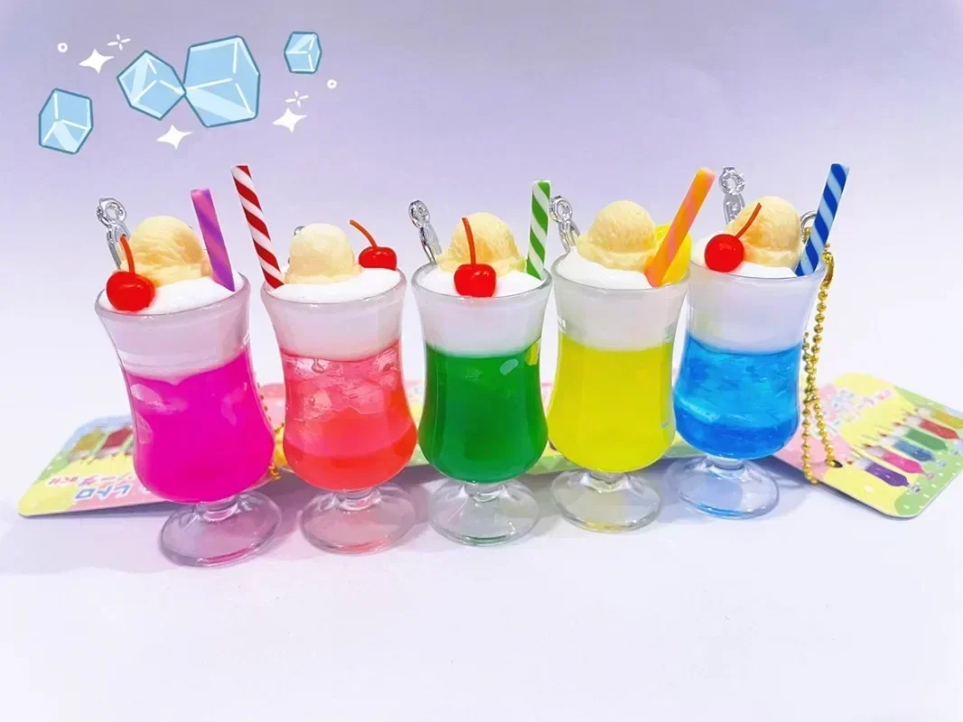 ي. دريم غاشابون كبسولة لعب ، شوا خمر ، الآيس كريم الاصطناعي كأس الصودا قلادة ، كيسي المياه المفاتيح ، هدية بي دي إم