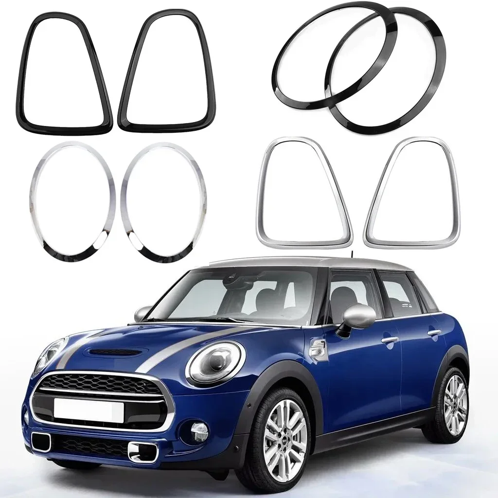 4pcs Front Headlights Taillight Trim Eyelid Frame Kit Grille Trim Cover For Mini Cooper S R55 R56 R57 2007-2015 Eyebrow Ring