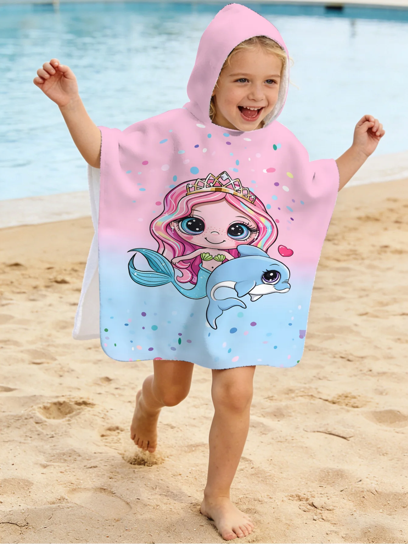 Picture 3: Mermaid Princess Bathrobe Soft Bathrobe Super Absorbent Side button Suit For Beach Pool Seaside Camping For Girl&Boy Age 2-11