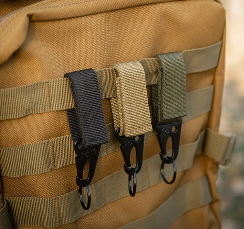 Tactical Hanging Buckle Molle Nylon Webbing Carabiner Belt Triangle Keychain for Outdoor Climbing Camping Tool Accessory