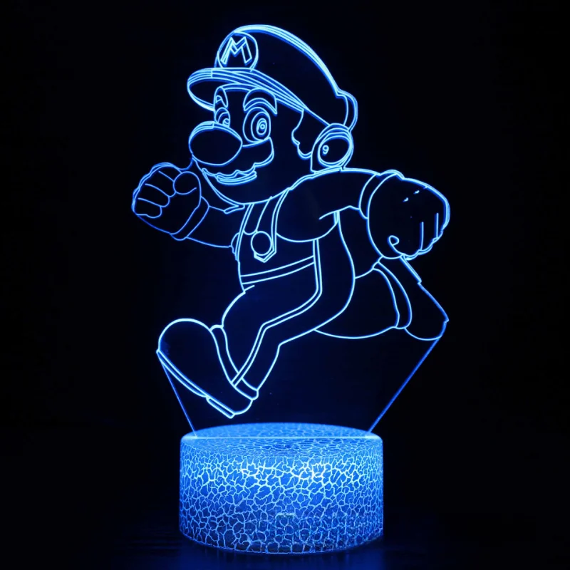 Super Marios Bros Anime 3D Night Light Brick LED Light Cartoon Desk Lamp Light Bedroom Decoration Kids Birthday X-mas Gifts Toy