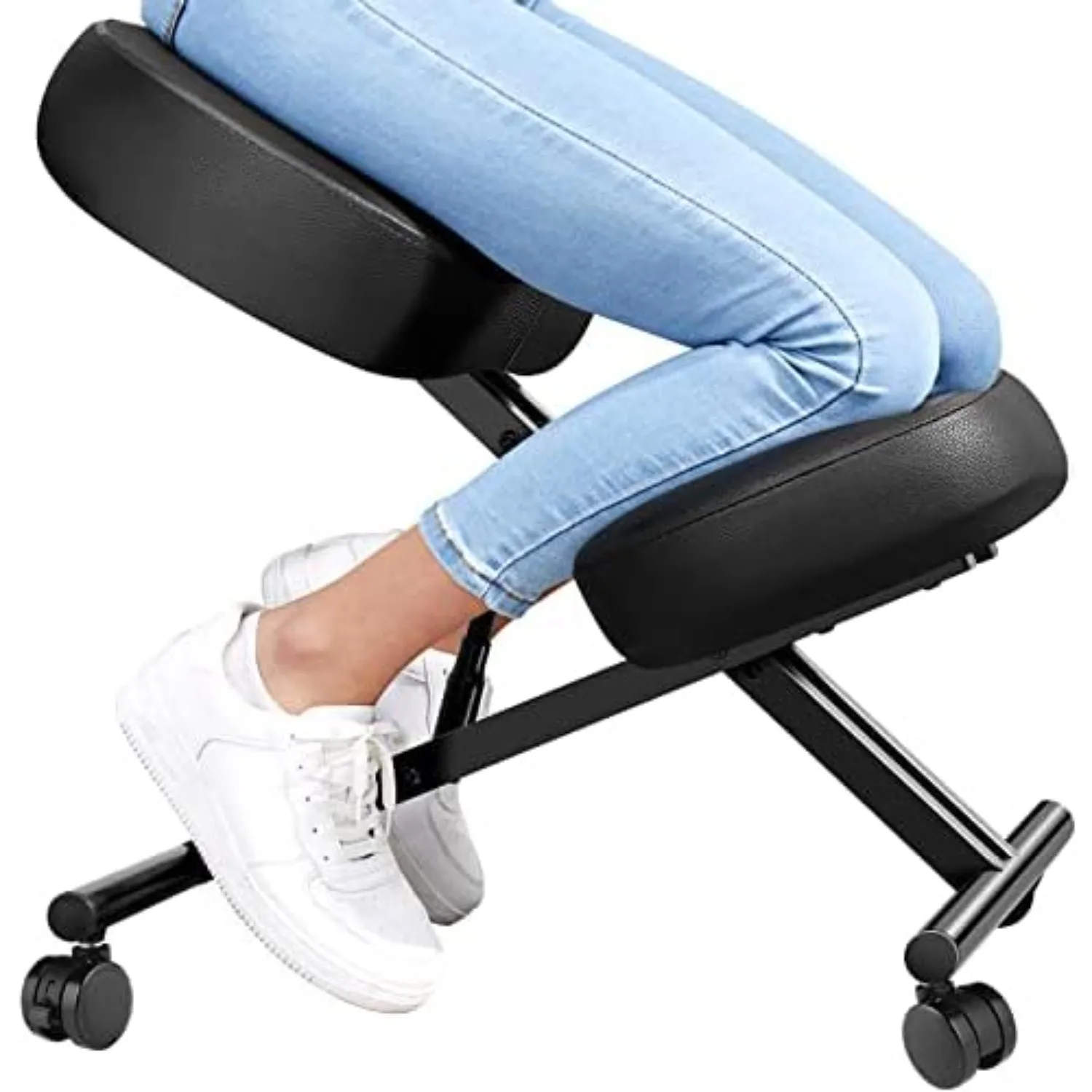 Ergonomic Kneeling Chair, Height Adjustable Office Chair with an Angled Seat and Casters for Home, Meditation Chair