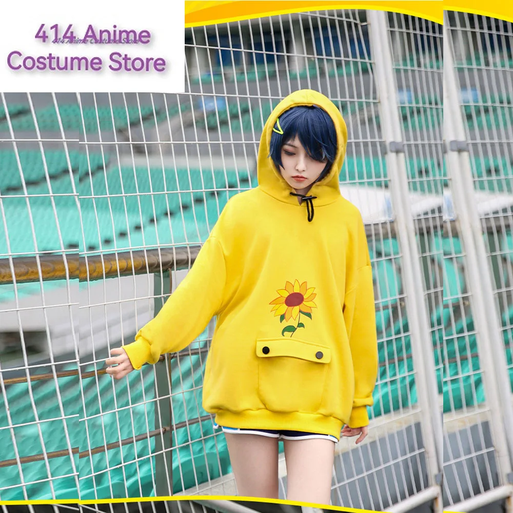 Anime WONDER EGG PRIORITY Ohto Ai Hoodie Unisex Yellow Loose Style Pullover Wig Shorts Ai Sweatshirt Cosplay Outfits