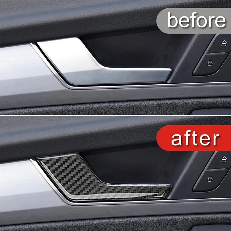 Carbon Fiber Car Styling Inside Door Armrest Handle Decoration Cover Trim For Audi Q5 FY 2018 -2022 Interior Accessories