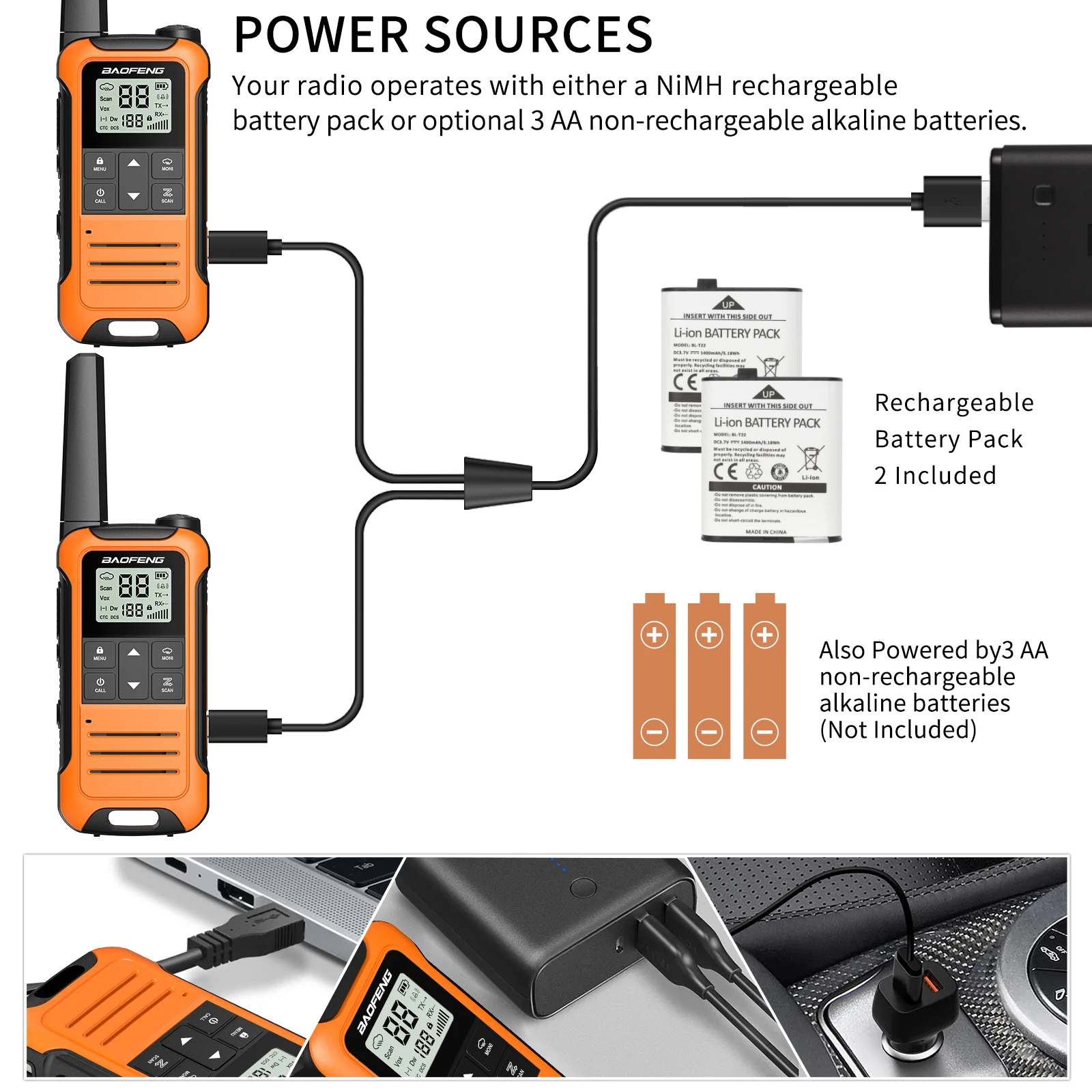Baofeng F22 Walkie Talkie PMR recargable VOX compacto para exteriores - imagen 3