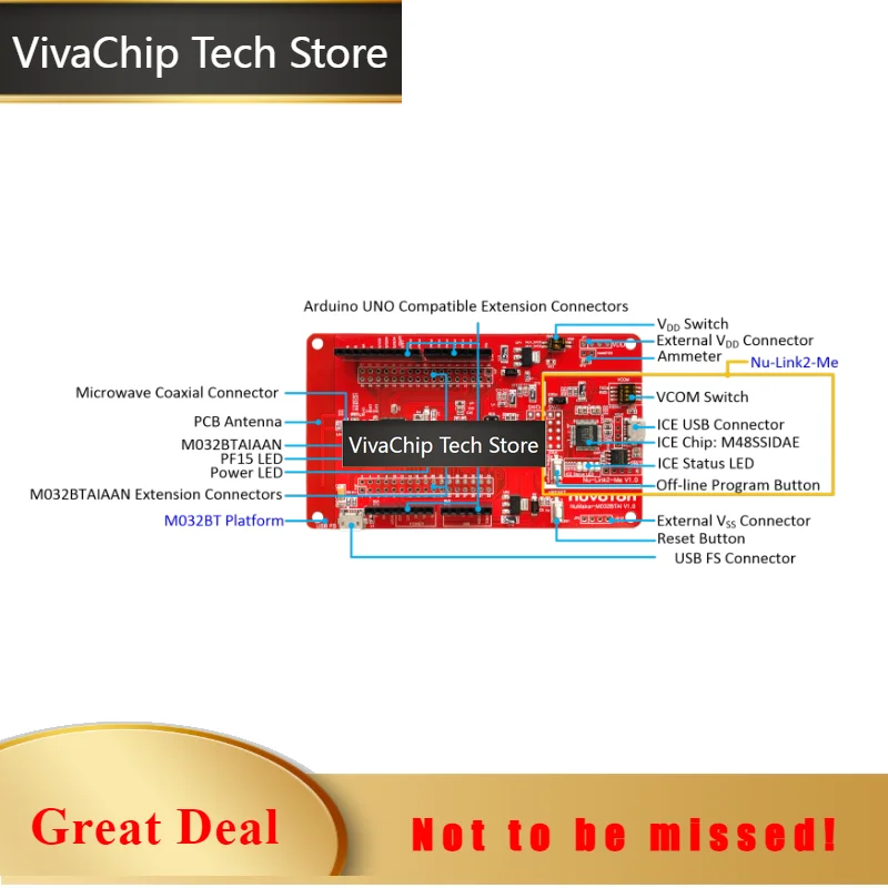 VivaCTNuMaker-M032BTAI Development Board For ARM Cortex-M Embedded Development & Hardware Prototyping