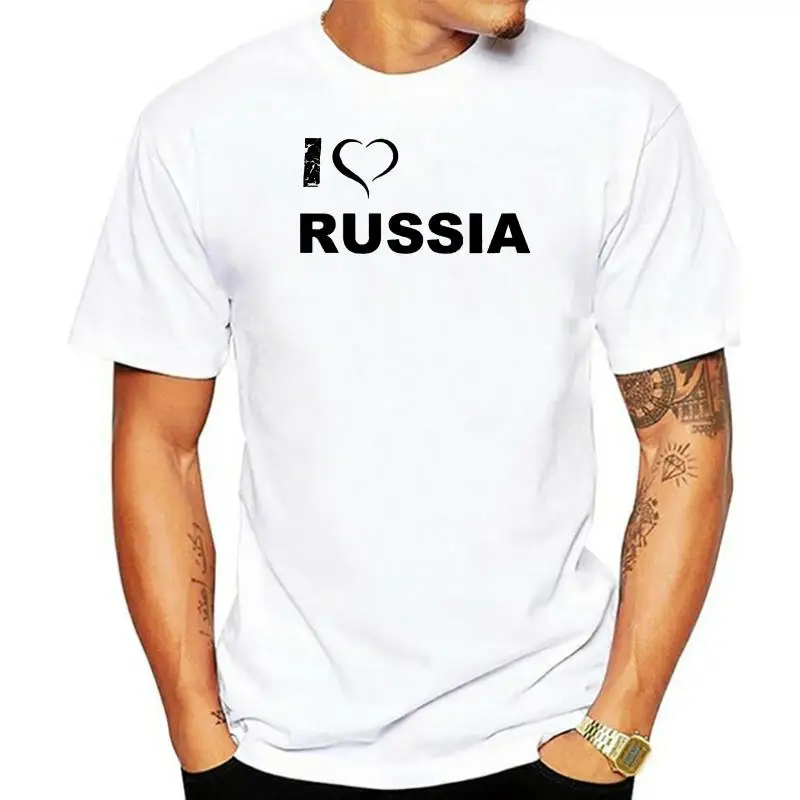 I Love Heart Russia Russian Cotton Customized Gray Graphic T Shirt Mens Hot 2023 Summer Men Short Sleeves T Shirt