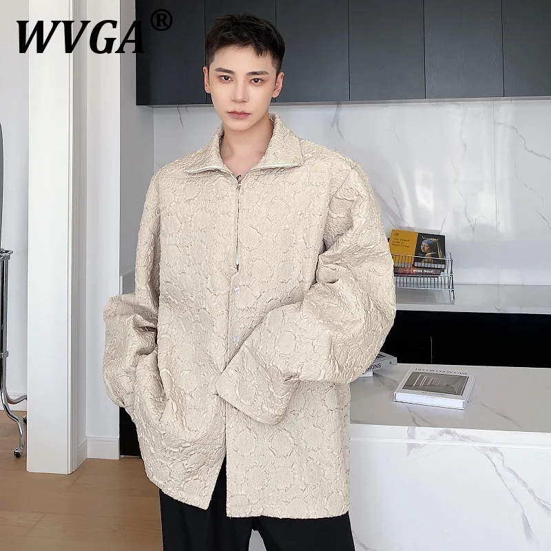 

WVGA Spring Autumn New Man Y2K Fashion Casual Elegant Three-Dimensional Jacquard Design Stylish Shirt Niche Chic Tops Ins W10712