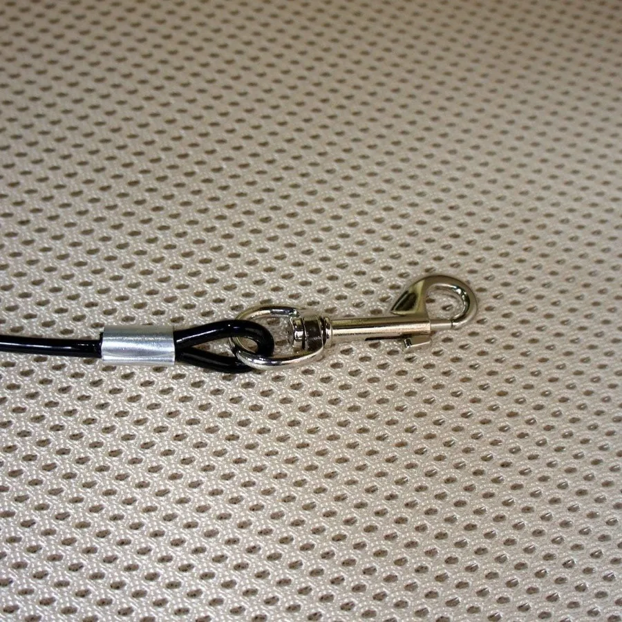 كلب مقعد السيارة حزام ضبط النفس المغلفة الفولاذ المقاوم للصدأ مضغ برهان الكلب مركبة سلامة حبل كابل مشبك مزدوج مضغ الحيوانات الأليفة سيارة Leas #5