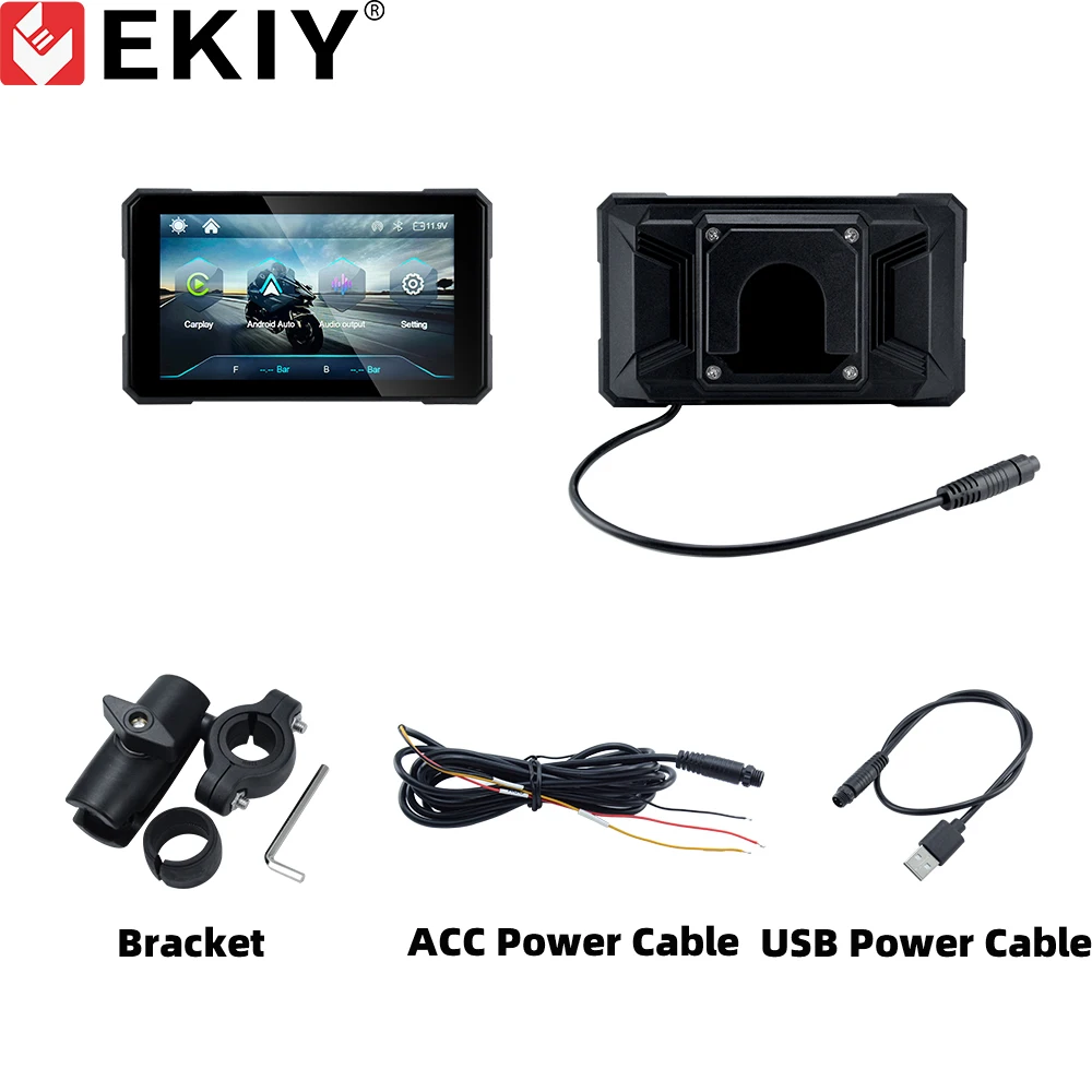 EKIY 5,0 inch draadloze CarPlay Moto Android Auto draagbare digitale motorfiets dashboard GPS-navigatie verwijderbaar scherm